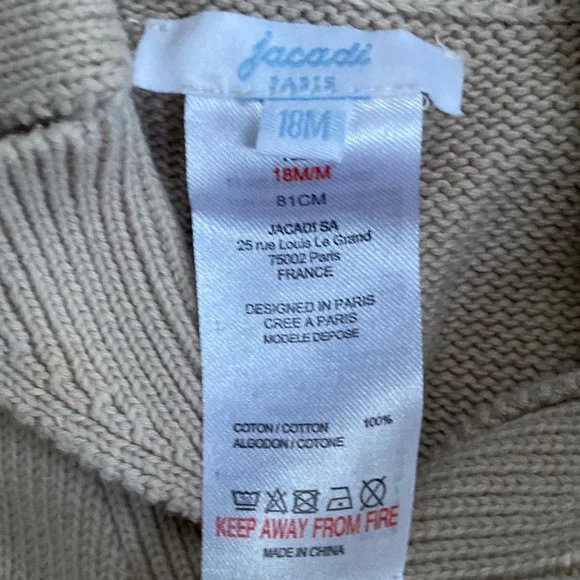 Jacadi beige soft knit cardigan jacket